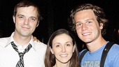 Look who’s here! Broadway sweetie Jonathan Groff greets Our Town’s George and Emily, played by his pal James McMenamin and Jennifer Grace.