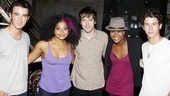 Kevin (left) and Nick (right) sandwich American Idiot leads Rebecca Naomi Jones, John Gallagher Jr. and Christina Sajous.