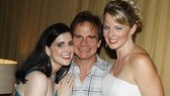 Peter Scolari gets opening night hugs from Stephanie D’Abruzzo and Jessica Tyler Wright, who play multiple characters in the new comedy. 