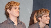 Preston Sadleir and Zachary Booth, who play identical twins otto and OTTO, enjoy their curtain call.