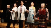 The cast of The Language Archive soaks in the universal language of the theater: opening night applause. 