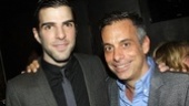Here’s the shot we wanted to see: Zachary Quinto is congratulated by Joe Mantello, who created the role of Louis in the Broadway premiere of Angels in America.