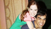 Channeling her inner seven-year-old, Remy Zaken playfully hitches a ride with Sanjaya Malakar.