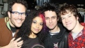 American Idiot director Michael Mayer and show stars Rebecca Naomi Jones, Billie Joe Armstrong and John Gallagher Jr. are all smiles on this exciting night.