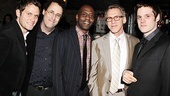 A playwright and his handsome stars: Steven Pasquale, Tony Kushner, K. Todd Freeman, Stephen Spinella and Michael Esper. 