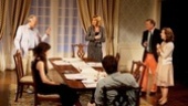 Reed Birney as Dr. Bertram Cabot , Christine Lahti as Sandra Cabot, Betsy Aidem as Celeste Von Stofenberg, Shane McRae as James Von Stofenberg and Katherine Waterston as Cora Cabot in Dreams of Flying Dreams of Falling.