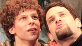 Jesse Eisenberg as Edgar and Justin Bartha as Vinny in Asuncion.