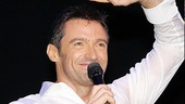 Hugh Jackman makes sure to give a shout out to the mezzanine.