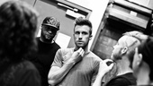 After rehearsal, Gavin chats with his band and Joe’s Pub staffers.