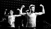 Ripped? Definitely! Gavin Creel and Jo Lampert have fun during the sound check. 