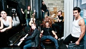 Broadway rocker! Gavin Creel (center) gets set to debut his new CD Get Out at Joe’s Pub with band members Jo Lampert, Cian McCarthy, Matt Beck, Larry Lelli, Mark Vanderpoel and Creel’s Hair pal Steel Burkhardt.