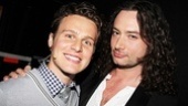 Jonathan Groff rocks out backstage with Constantine Maroulis.