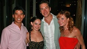 Castmates Christopher Vo, Ramona Kelley, Nathan Madden and Candy Olsen share a group embrace on Come Fly Away's opening night in Houston.