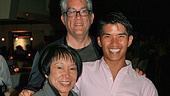 Come Fly Away star Christopher Vo celebrates opening night with guests Lily Weiss, the dance coordinator at the Arts Magnet High School in Dallas, and Charles Santos, the dance and music presenter in Dallas through TITAS.
