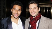 Godspell’s newest Jesus, Corbin Bleu, is welcomed back to Broadway by MTC gala co-host (and Venus in Fur star) Hugh Dancy.