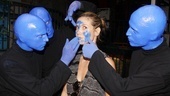 Blue is in! The Blue Men put the finishing touches on Heidi Klum’s new look.