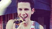 Hungry for more of Portland's best eats, the Jersey Boys star takes a bite out of an Oreo and peanut butter doughnut from Voodoo Doughnut. Hey Nick, got any extras for us?