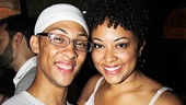 MJ Rodriguez (Angel) celebrates a fabulous run with Shaleah Adkisson (Joanne). 