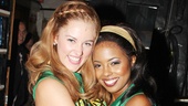 Stage rivals Taylor Louderman and Adrienne Warren hug it out at the St. James Theatre.