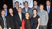 Equal rights activists from the Human Rights Campaign, Athlete Ally, Faith in America and the Tyler Clementi Foundation join Bare music supervisor and arranger Lynne Shankel (l.), choreographer Travis Wall (second from left) and director Stafford Arima (third from left) for a photo.
