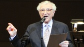 Prolific lyricist Sheldon Harnick sings the theater standard “She Loves Me,” changing the lyrics to honor Cook.