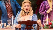 Will Chase as John Jasper, Stephanie J. Block as Edwin Drood, Betsy Wolfe as Rosa Bud, Jessie Mueller as Helena Landless, Jim Norton as Chairman, and Andy Karl as Neville Landless in The Mystery of Edwin Drood.