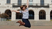 Sara Robillard has liftoff at the University of Texas at Austin campus tower.