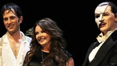 Sarah Brightman shares a laugh with current stars Kyle Barisich (Raoul) and Hugh Panaro (the Phantom).