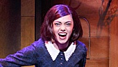 Jennifer Fogarty as Wednesday and Sam Primack as Pugsley in the national tour of The Addams Family.