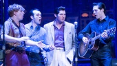 Ben Goddard as Jerry Lee Lewis, James Barry as Carl Perkins, Cody Slaughter as Elvis Presley and David Elkins as Johnny Cash in the national tour of Million Dollar Quartet.