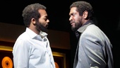 Brandon Victor Dixon as Berry Gordy and Bryan Terrell Clark as Marvin Gaye in Motown: The Musical.