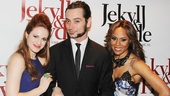 The Jekyll & Hyde stars sure clean up nice! Teal Wicks, Constantine Maroulis and Deborah Cox arrive arm-in-arm to the opening night party at the Marriott Marquis.