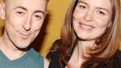 Alan Cumming and actress Saffron Burrows catch up backstage after the show.