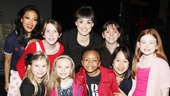 The Annie orphans are joined by J. Elaine Marcos (Lily, l.) and Brynn O’Malley (Grace, c.) for a post-show snapshot.