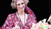 Annie’s new Miss Hannigan, Jane Lynch gives a big thumbs up to her opening night on Broadway.