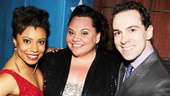 Vanya’s Shalita Grant, Hardbody’s Keala Settle and Chaplin’s Rob McClure get close for a group shot.