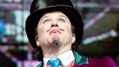 Douglas Hode as Willy Wonka & the cast of Charlie and the Chocolate Factory.