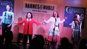 The stepsisters (Marla Mindelle and Ann Harada), wicked stepmother Marie (Harriet Harris) and Cinderella (Laura Osnes) remember their time at Prince’s ball in the catchy number “A Lovely Night.”