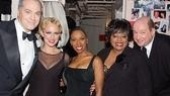 Party of five! After the curtain call, Hewitt, Hardin and Braxton are joined by castmates LaVon Fisher-Wilson (Matron Mama Morton) and Scott Davidson (Amos Hart).