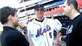 Third baseman David Wright chats with Foster and Oscar.