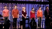The new cast of Next to Normal shares its first curtain call: Kyle Dean Massey, Jason Danieley, Marin Mazzie, Meghann Fahy, Adam Chanler-Berat and Louis Hobson.