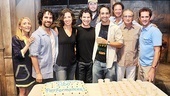 Producer Jill Furman Willis, orchestrator Alex Lacamoire, book writer Quiara Alegria Hudes, director Thomas Kail, music arranger Bill Sherman, composer/star Lin-Manuel Miranda, producers Kevin McCollum and Sander Jacobs and choreographer Andy Blankenbuehler celebrate a milestone.