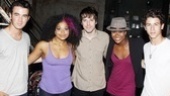Kevin (left) and Nick (right) sandwich American Idiot leads Rebecca Naomi Jones, John Gallagher Jr. and Christina Sajous.
