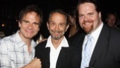 Speaking of Oscar winners, Joel Grey is in the house—and congratulates cast members Peter Scolari and John Treacy Egan.
