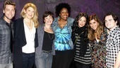 The guys jump in for a group shot with the other fashionable ladies of Love, Loss and What I Wore: Victoria Clark, Helen Carey, Nancy Giles and Stacy London. 