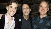 Happy playwright Tony Kushner gets between Christian Borle and Frank Wood, who rounds out the cast of eight as AIDS-stricken lawyer Roy Cohn. 