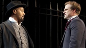 Jesse L. Martin as Gratiano and David Harbour as Bassanio in The Merchant of Venice.
