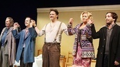 The entire Elling cast (Richard Easton, Denis O’Hare, Brendan Fraser, Jennifer Coolidge and Jeremy Shamos) steps out hand in hand.