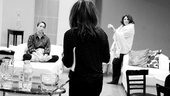 Other Desert Cities Rehearsal – Elizabeth Marvel – Stockard Channing – Linda Lavin (black and white)