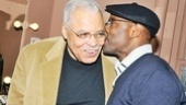 Aww! James Earl Jones gets a peck on the cheek from his friend and former co-star Courtney B. Vance.